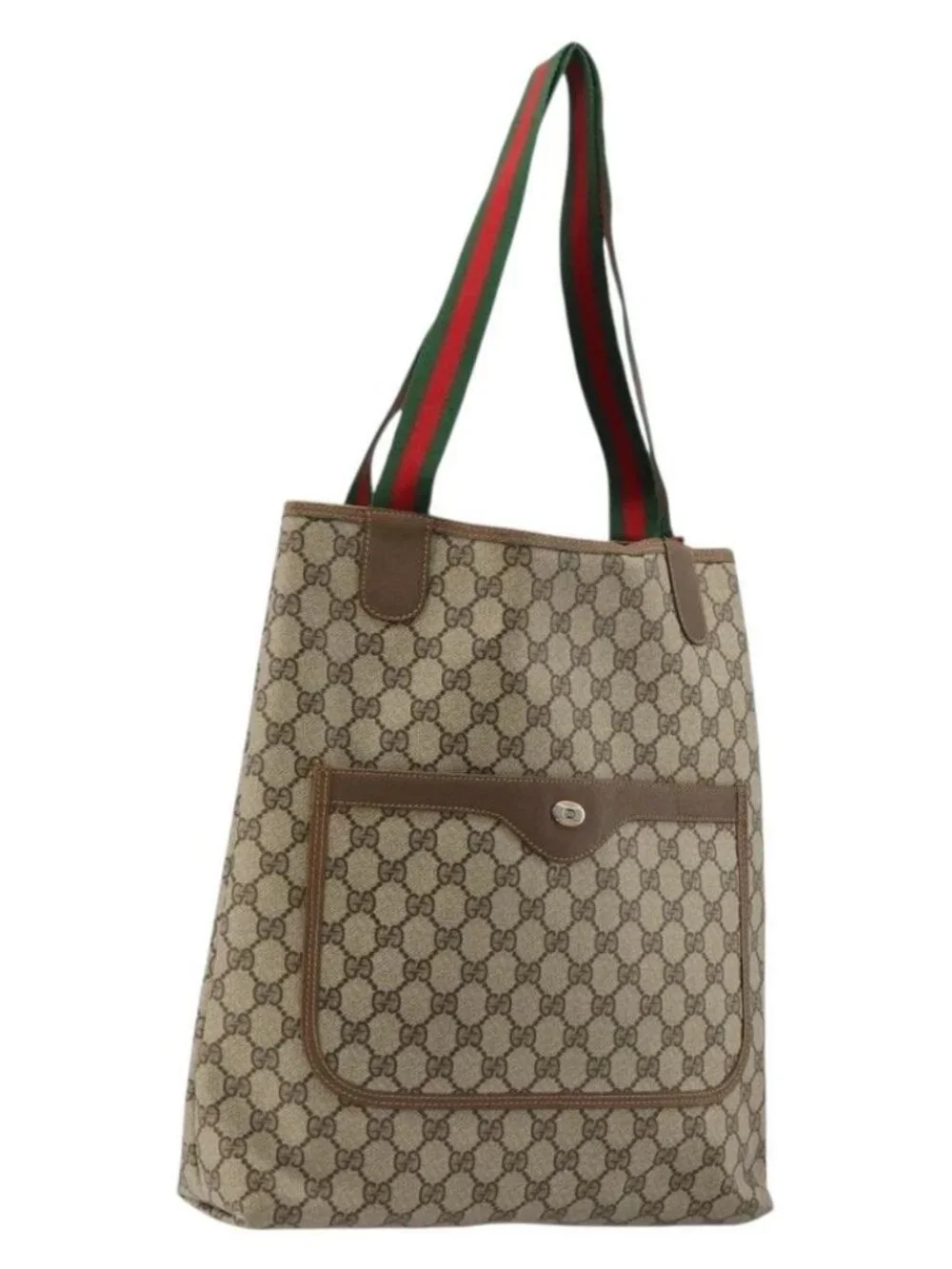 GUCCI GG Supreme Web Sherry Line Bag PVC Beige Red Green 39 02 003 Auth